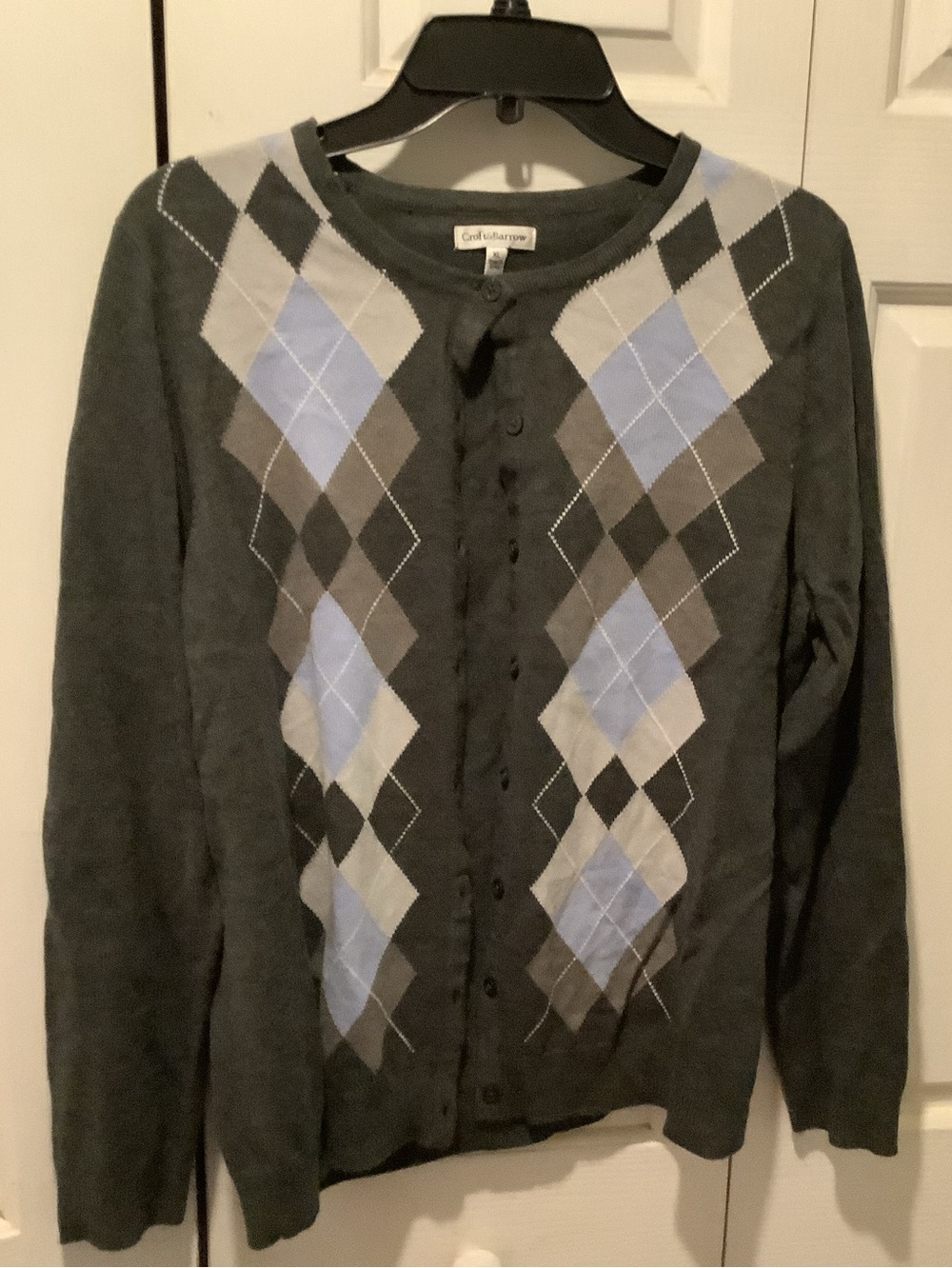 XL women’s croft & barrow Charcoal Argyle Cardigan - Light Blue & Gray